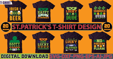 Happy St.patrick's T-Shirt Design Bundle SVG Newmockups 
