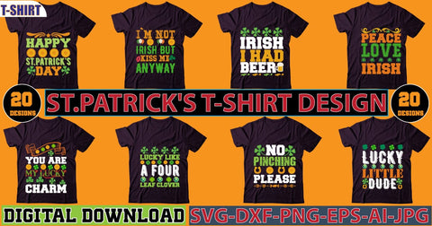 Happy St.patrick's T-Shirt Design Bundle SVG Newmockups 