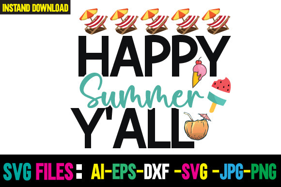 Happy Summer Y'all SVG Cut File SVG Newmockups 