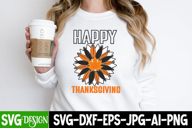 Happy Thanks Giving SVG Cut File , Happy Thanks Giving SUblimation Design, Thankful SVG Quotes,Fall SVG Design, Fall SVG Quotes,Fall Clipart Fall Sublimation Design SVG BlackCatsMedia 