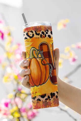 Happy Thanksgiving 20oz Skinny Tumbler PNG, Fall Autumn Pumpkin Tumbler Sublimation Design, Fall Leaves Thanksgiving Turkey Png Design Sublimation CaldwellArt 