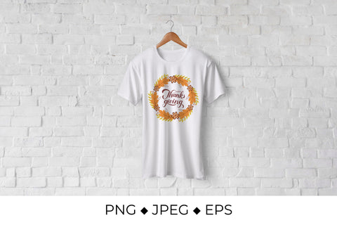 Happy Thanksgiving calligraphy lettering fall wreath sublimation Sublimation LaBelezoka 