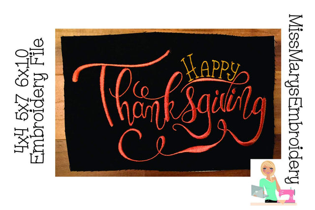 Happy Thanksgiving Embroidery Hand Lettered Embroidery/Applique MissMarysEmbroidery 