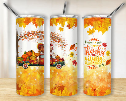 Happy Thanksgiving Fall PNG Tumbler Sublimation Design, Thankful Autumn Vibes Turkey PNG, Hello Fall Gnomes Family Pumpkin PNG Sublimation Design Sublimation BouDesign 