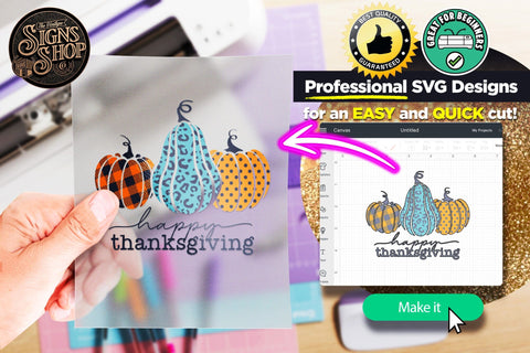 Happy thanksgiving plaid pumpkins | FALL SVG Sign SVG The Vintage Signs Shop 