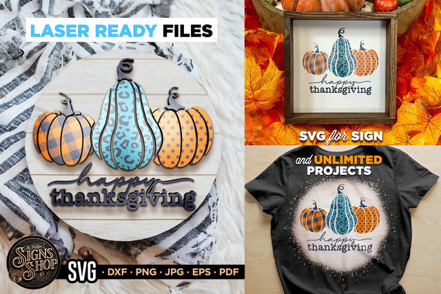 Happy thanksgiving plaid pumpkins | FALL SVG Sign SVG The Vintage Signs Shop 