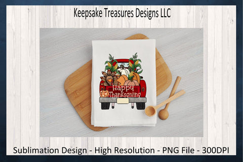 Happy Thanksgiving Red Rustic Truck, PNG Sublimation Design, DIY Turkey Autumn Design, Digital Download, Fall Rustic Truck, Pumpkin clipart Sublimation Keepsake Treasures Designs LLC. 