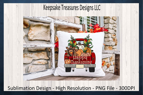 Happy Thanksgiving Red Rustic Truck, PNG Sublimation Design, DIY Turkey Autumn Design, Digital Download, Fall Rustic Truck, Pumpkin clipart Sublimation Keepsake Treasures Designs LLC. 