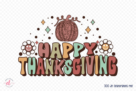 Happy Thanksgiving Retro Sublimation PNG Sublimation CraftLabSVG 