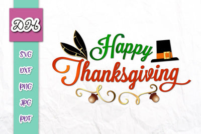Happy Thanksgiving Sign Print & Cut SVG Digitals by Hanna 