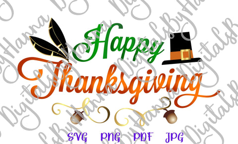 Happy Thanksgiving Sign Print & Cut SVG Digitals by Hanna 
