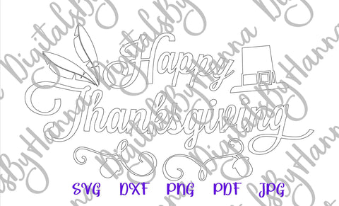 Happy Thanksgiving Sign Print & Cut SVG Digitals by Hanna 