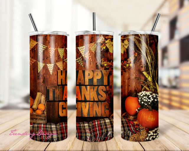 Happy Thanksgiving Skinny Tumbler Sublimation Design Png file Sublimation TrendingDesign 