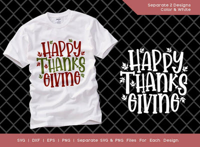 Happy Thanksgiving Svg Cut File | Thankful Svg | Thanksgiving Svg | Fall Leaves Svg | Holiday Svg | T-shirt Design SVG ETC Craft 