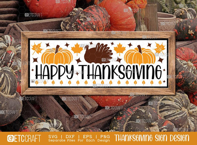 Happy Thanksgiving SVG Cut File | Thanksgiving Sign Svg | Fall Decor Svg | Horizontal Sign Svg | Farmhouse Fall Sign | Thanksgiving door hanger Svg | Thanksgiving Wood Sign SVG ETC Craft 