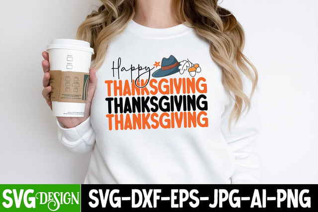 Happy Thanksgiving SVG Cut Files, Happy Thanksgiving SVG Quotes, Happy Thanksgiving Sublimation Design, Happy Thanksgiving SVG Design SVG BlackCatsMedia 