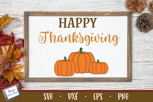 Happy Thanksgiving SVG Design with Pumpkins SVG Stacy's Digital Designs 