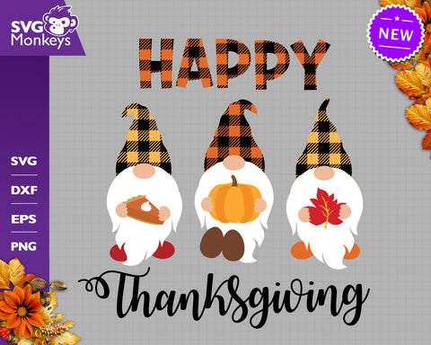 Happy Thanksgiving Svg, Thanksgiving Gnomes Svg, Buffalo Plaid Svg SVG SvgMonkeys 