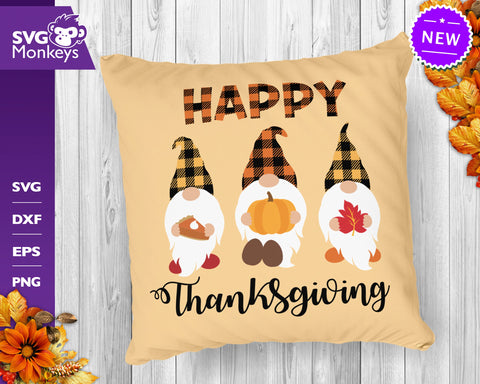Happy Thanksgiving Svg, Thanksgiving Gnomes Svg, Buffalo Plaid Svg SVG SvgMonkeys 