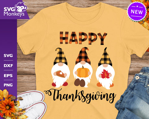 Happy Thanksgiving Svg, Thanksgiving Gnomes Svg, Buffalo Plaid Svg SVG SvgMonkeys 