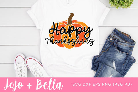 Happy Thanksgiving Svg, Thanksgiving Pumpkin Svg, thanksgiving Shirt Svg, Happy Thanksgiving Shirt Svg, Svg Files For Cricut, Silhouette, Iron On and Print. SVG Jojo&Bella 
