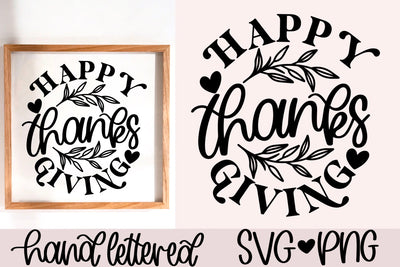 Happy thanksgiving svg, thanksgiving sign svg, fall decor svg, thanksgiving party svg, hand lettered svg, thanksgiving decor svg, thanks svg SVG AnitaAlyiaLettering 