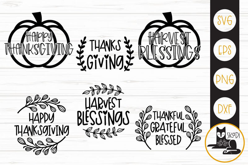 Happy Thanksgiving, Thanksgiving Quotes Bundle SVG SVG Skadi Designs 