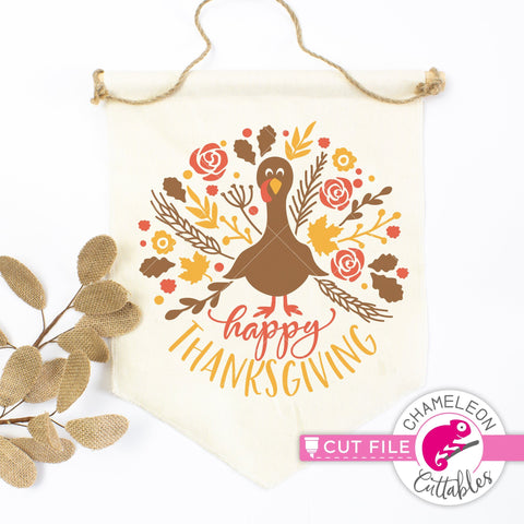Happy Thanksgiving Turkey - Fall - Autumn - SVG PNG DXF EPS JPEG SVG Chameleon Cuttables 