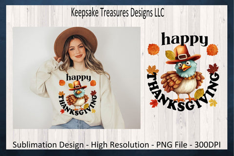 Happy Thanksgiving Turkey Sublimation, Happy Thanksgiving Shirt, Thanksgiving PNG Design, Thanksgiving PNG Trendy, Digital Download, Sublimation Keepsake Treasures Designs LLC. 