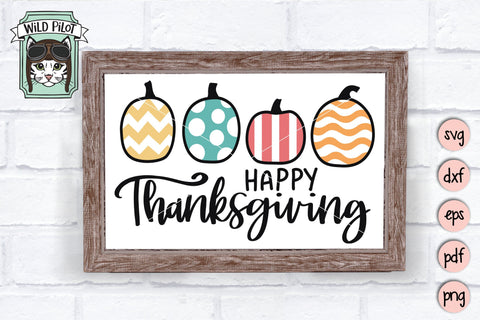 Happy Thanksgiving With Pumpkins SVG Cut File SVG Wild Pilot 
