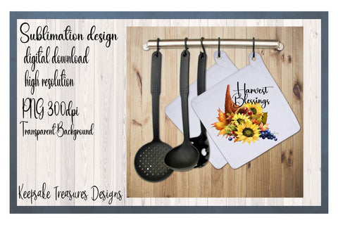 Happy Thanksgiving Wreath, Cornucopia Harvest Blessings, Home Decor, Sublimation PNG Printable, Digital Download Sublimation Keepsake Treasures Designs LLC. 