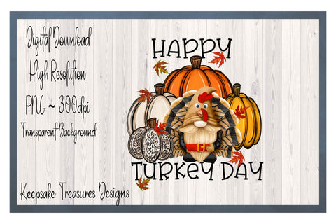 Happy Turkey Day, Boy Gnome Turkey, Png Sublimation Design Sublimation Keepsake Treasures Designs LLC. 