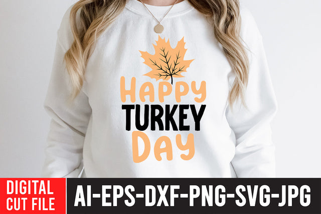 Happy Turkey Day SVG Cut File , Happy Turkey Day SVG Quotes SVG BlackCatsMedia 