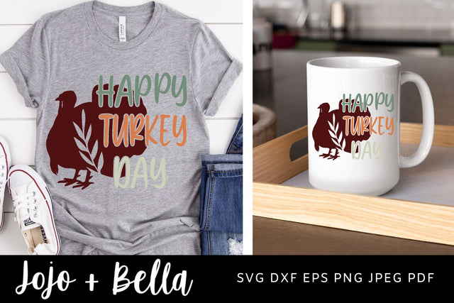 Happy Turkey Day SVG, Turkey SVG, Thanksgiving Svg, Gobble Svg, Fall Svg, Thanksgiving shirt svg, Thanksgiving svg for shirts Svg Files for Cricut, Silhouette, Sublimation, Iron On and Print. SVG Jojo&Bella 