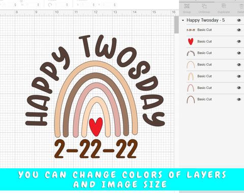 Happy Twosday Rainbow SVG, 22 February 2022 SVG Cut File SVG HappyDesignStudio 