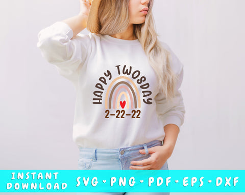 Happy Twosday Rainbow SVG, 22 February 2022 SVG Cut File SVG HappyDesignStudio 