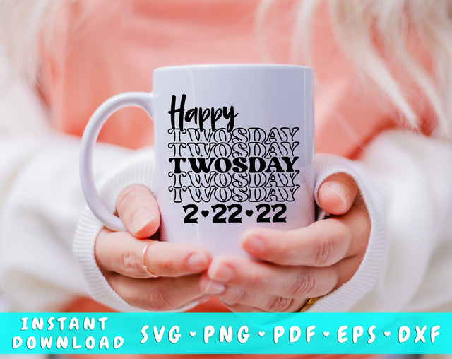 Happy Twosday SVG, 22 February 2022 SVG Cut File, Twosday SVG SVG HappyDesignStudio 