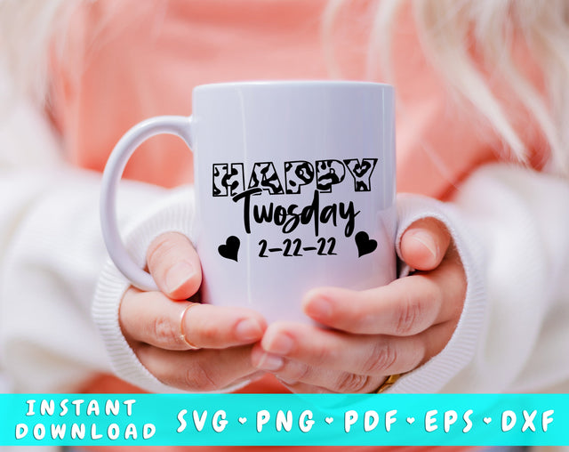 Happy Twosday SVG, 22 February 2022 SVG Cut File, Twosday SVG SVG HappyDesignStudio 