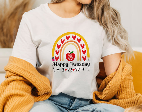 Happy Twosday Teacher SVG, Twosday Rainbow SVG Cut File For Cricut, Silhouette SVG HappyDesignStudio 