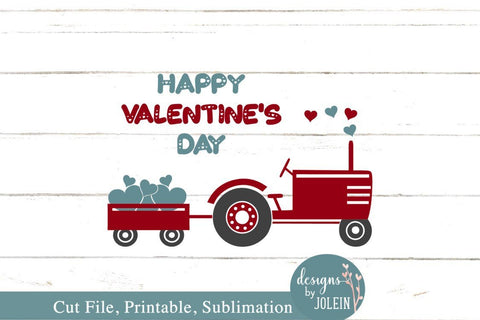 Happy Valentine Tractor SVG Designs by Jolein 