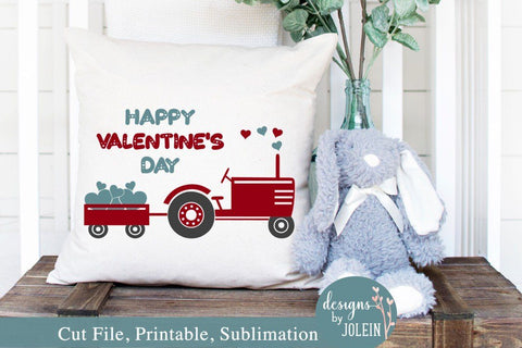 Happy Valentine Tractor SVG Designs by Jolein 