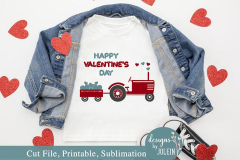 Happy Valentine Tractor SVG Designs by Jolein 