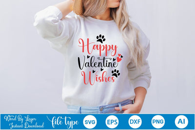 Happy Valentine Wishes SVG SVGs,Quotes and Sayings,Food & Drink,On Sale, Print & Cut SVG DesignPlante 503 