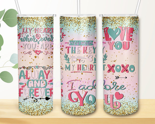 Happy Valentines 20oz Skinny Tumbler, Glitter Valentine Tumbler Wrap, Valentine Day Tumbler Design, Valentine Tumbler Png, Instant Download Sublimation sassyprint 