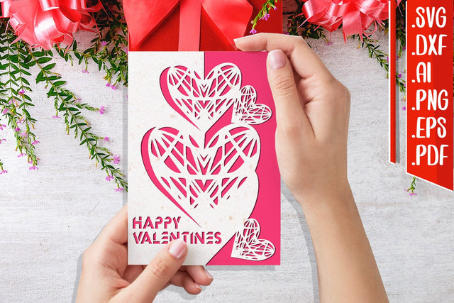 Happy Valentine's card 10 svg dxf eps ai png pdf 3D Paper zafrans studio 