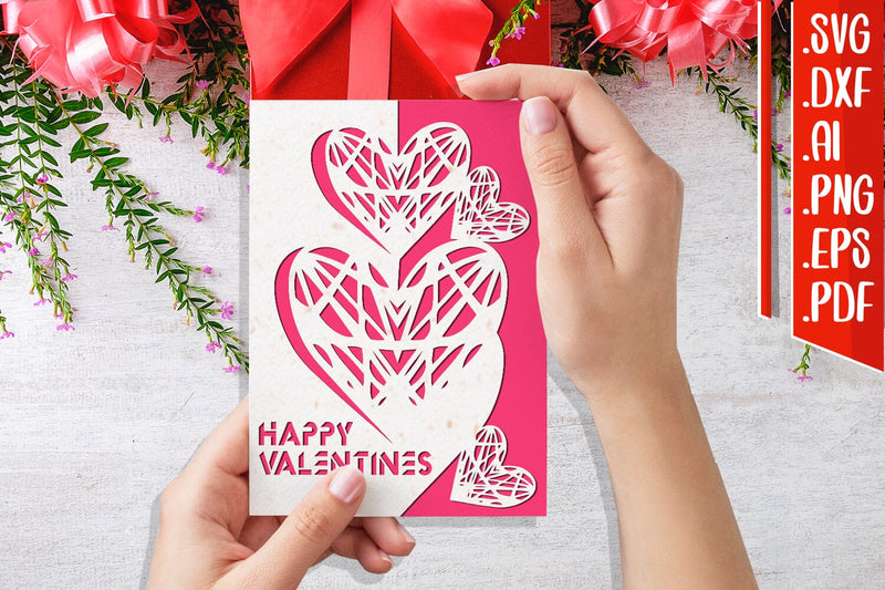 Happy Valentine's card 10 svg dxf eps ai png pdf 3D Paper zafrans studio 