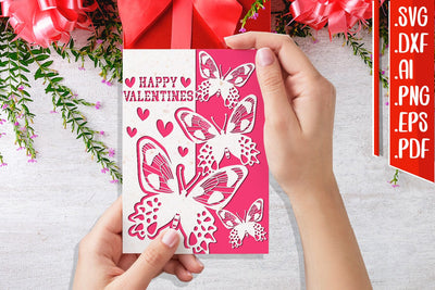 Happy Valentine's card 2 svg dxf eps ai png pdf 3D Paper zafrans studio 