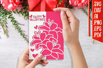 Happy Valentine's card 3 svg dxf eps ai png pdf 3D Paper zafrans studio 