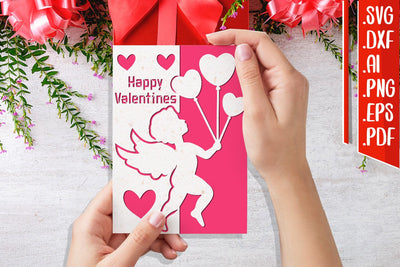 Happy Valentine's card 4 svg dxf eps ai png pdf 3D Paper zafrans studio 
