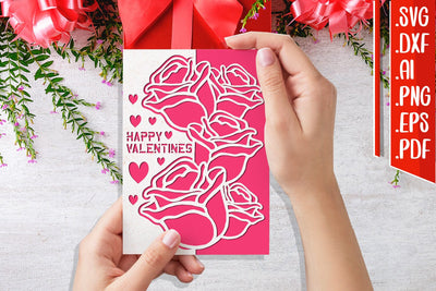 Happy Valentine's card 7 svg dxf eps ai png pdf 3D Paper zafrans studio 